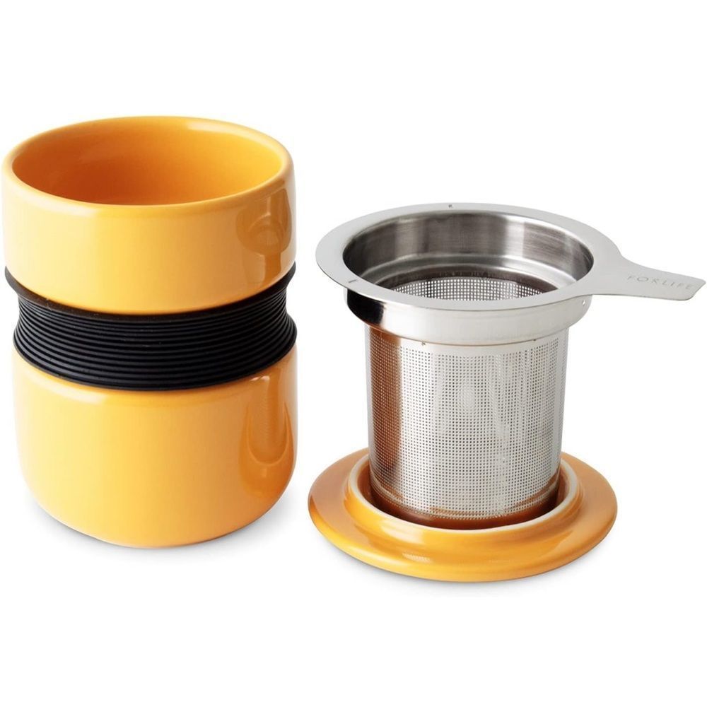 NIB!! FORLIFE Curve Asian Style Tea Cup with Infuser and Lid 12 ounces, Mandarin